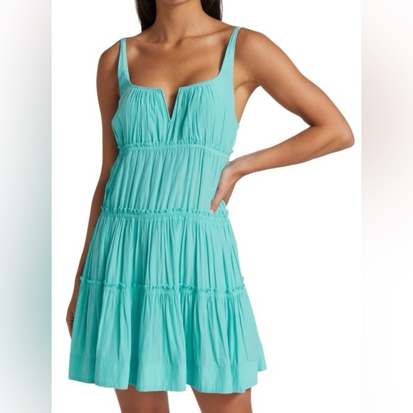 Ramy Brook Dresses & Skirts - Ramy Brook Margot Tiered Mini Dress In Island Turquoise Tassel Size M